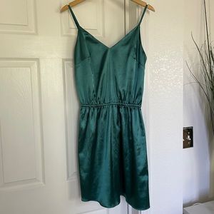 Green Satin Slip Dress